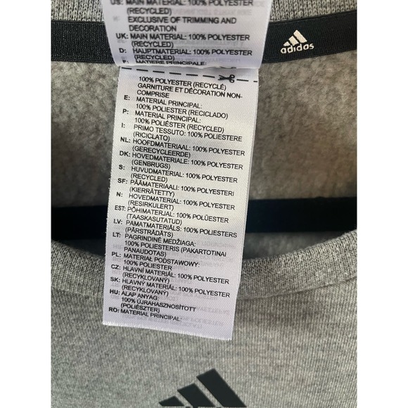 adidas Men's Essentials 3-Stripe Pullover Sweatshirt Gray Black Size Medium Logo - Picture 5 of 5